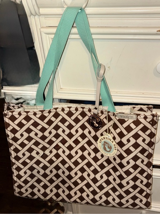 Spartina 449 Handbags - Spartina 449 Brown & White Woven-Pattern Madison market tote